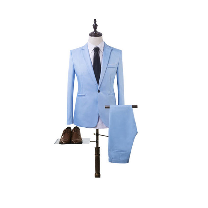 Men's Tailored Single-Button Suit Set in Slim Fit with Slim Suit Pants Mune Fashion