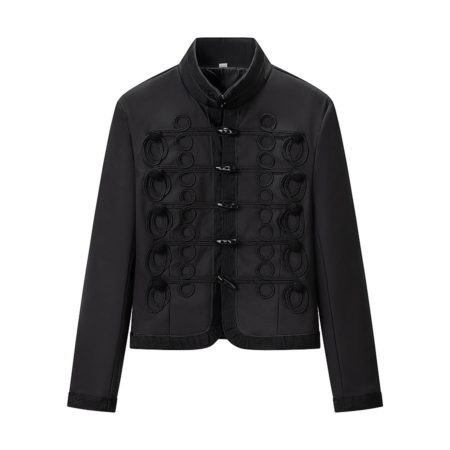 Women's Militarily Inspired Short Jacket with Cord and Hook Decoration Mune Fashion
