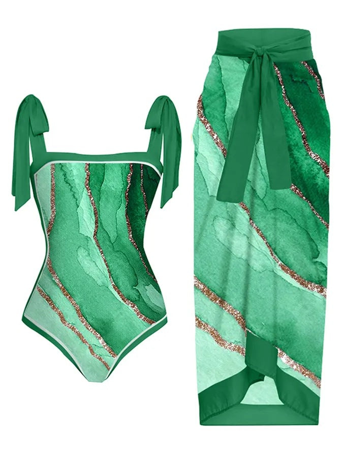 Women's Swimwear Set with Stylish Wrap Skirt Mune Fashion