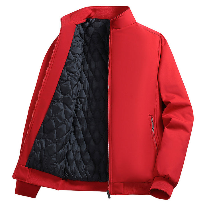 Men's Padded Bomber Jacket with Faux Fur Lining, Stand-Up Collar and Zipper Mune Fashion