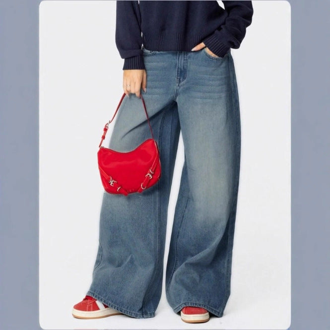 Women's Extra Wide High-Waist Denim Palazzo Pants with Long Flare Mune Fashion