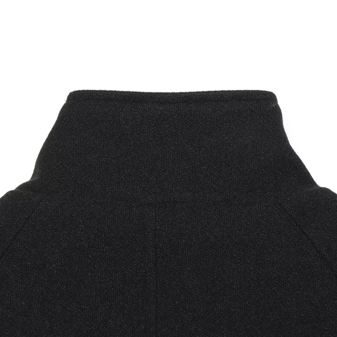 Women's Short Double-Breasted Wool Blend Cape Coat with High Stand Collar Mune Fashion