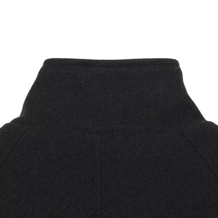 Women's Short Double-Breasted Wool Blend Cape Coat with High Stand Collar Mune Fashion