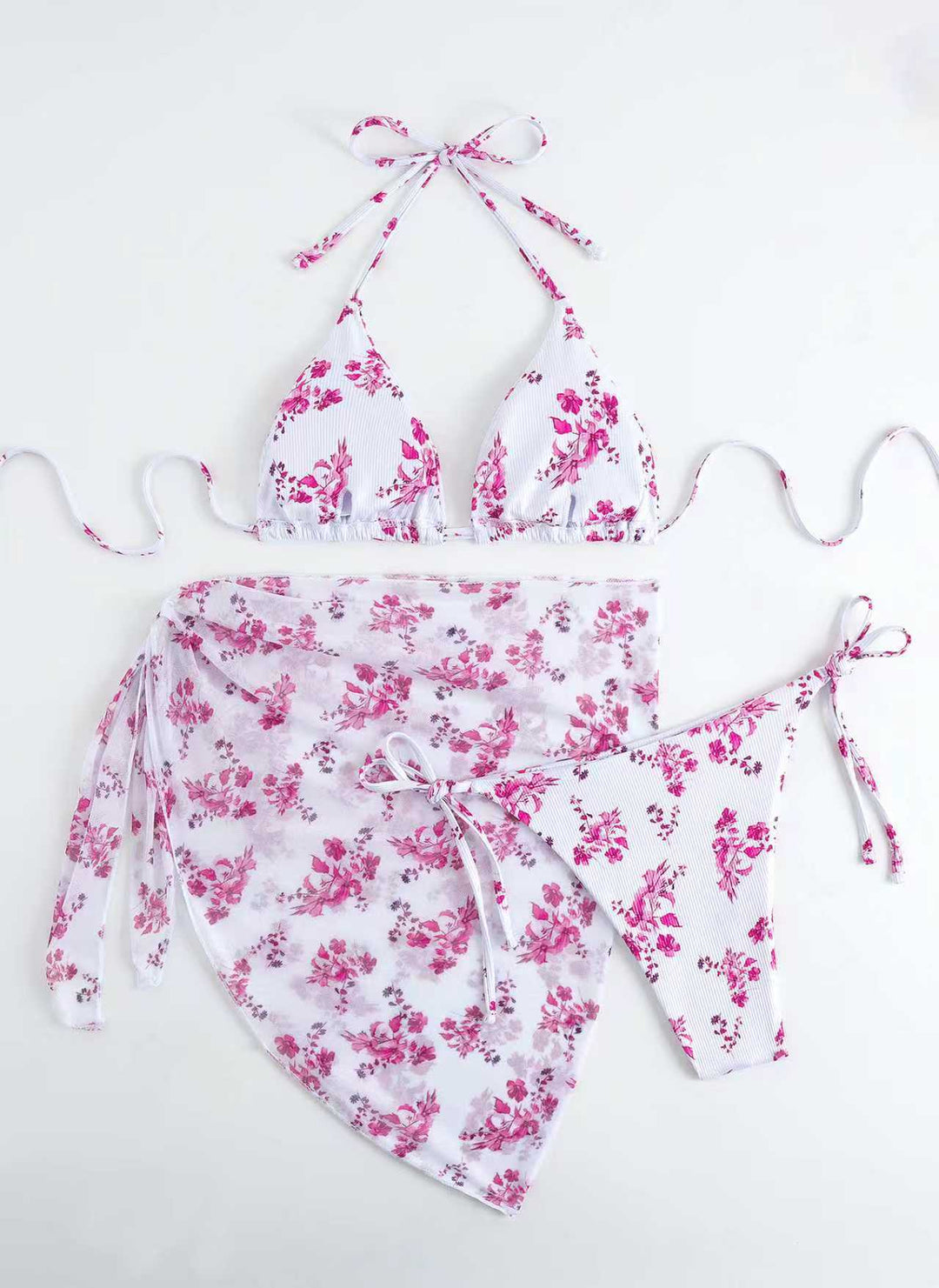 Women Bikini Set with Floral Wrap Skirt Mune Fashion