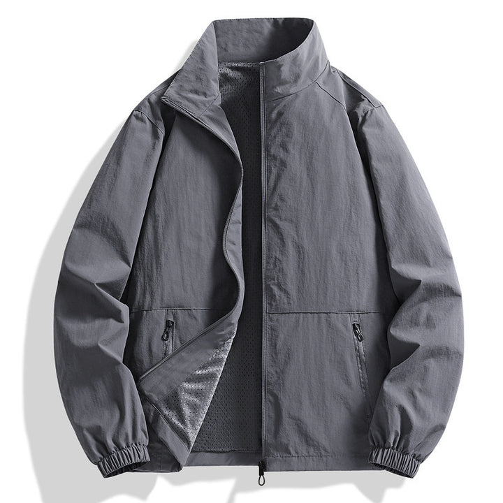 Men's Lightweight Windbreaker with High Collar Mune Fashion