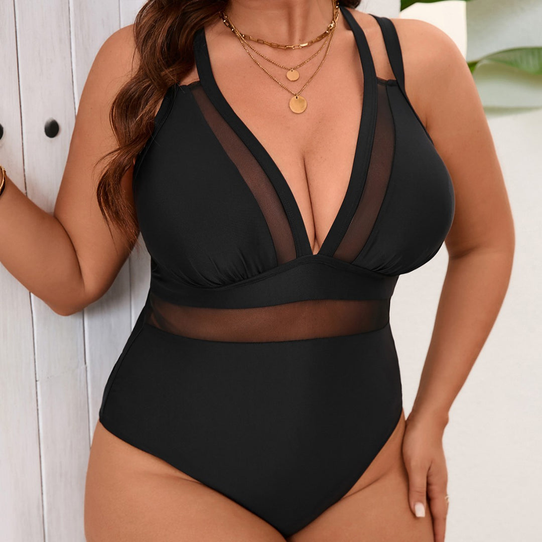 Women's One-Piece Swimsuit with Transparent Mesh Inserts Mune Fashion