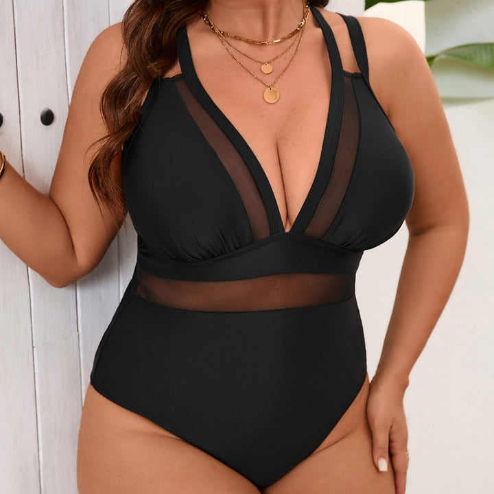 Women's One-Piece Swimsuit with Transparent Mesh Inserts Mune Fashion