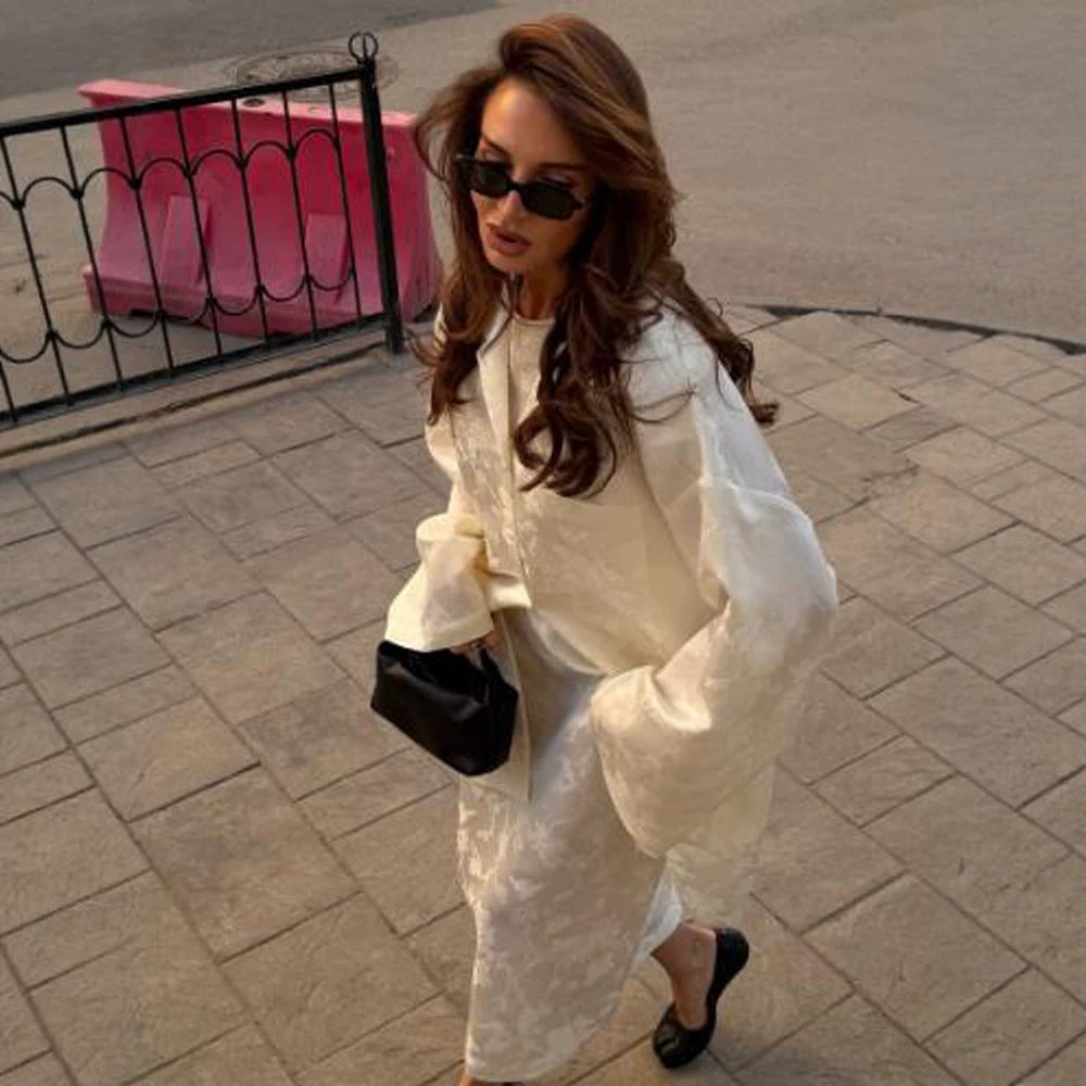 Women's Oversized Silk Look Blouson Coat with Wide Lapels and Boxy Silhouette Mune Fashion