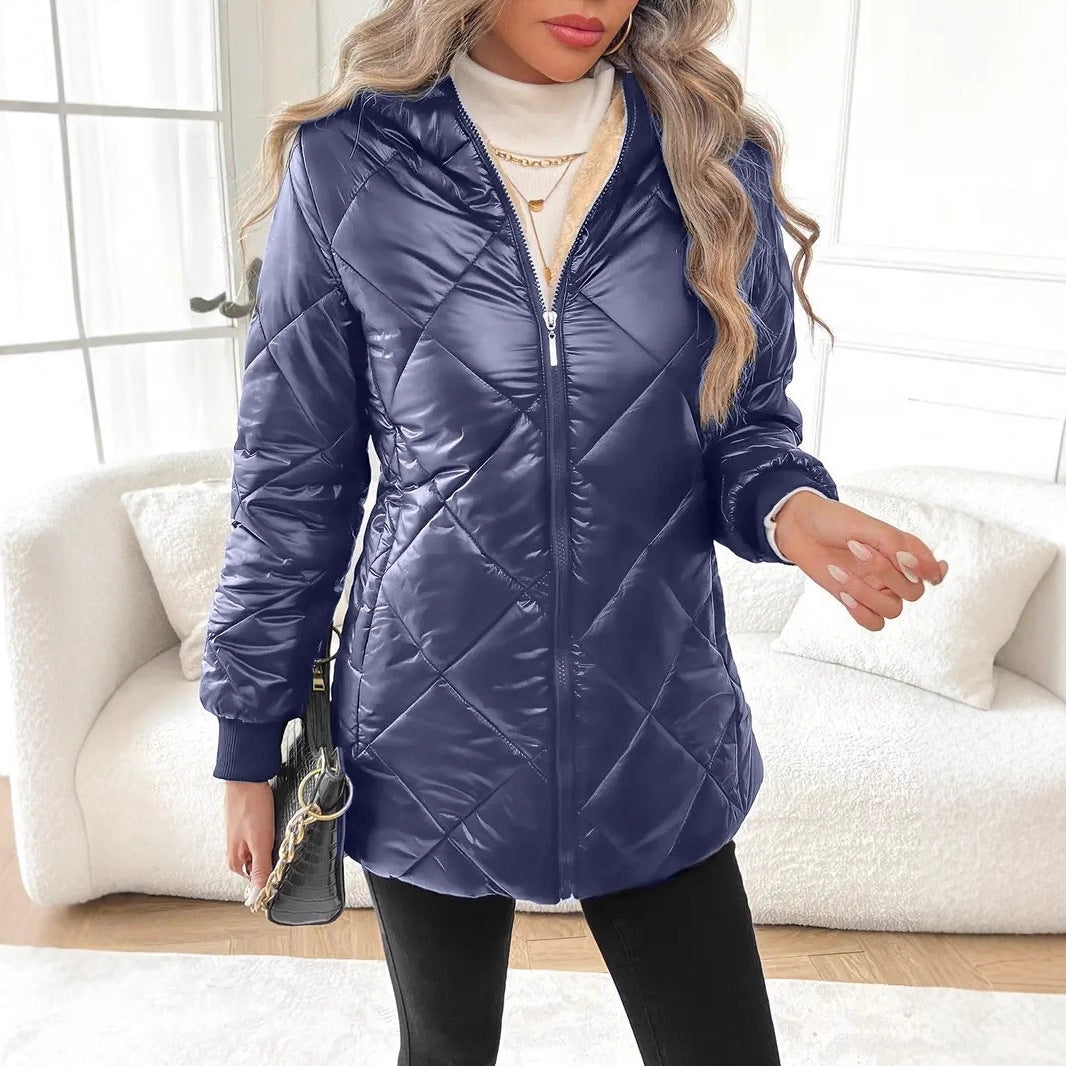 Women's quilted jacket with teddy lining and hood Mune Fashion