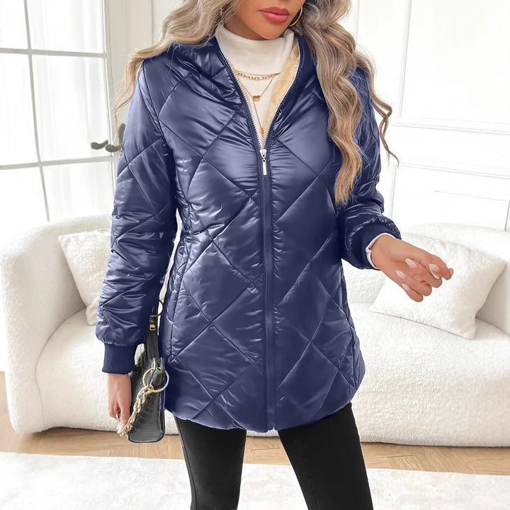 Women's quilted jacket with teddy lining and hood Mune Fashion