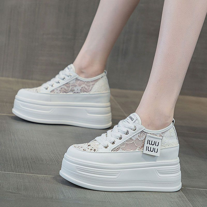 Women's Chunky Platform Sneakers with Breathable Mesh Upper and Stylish Lacing Mune Fashion