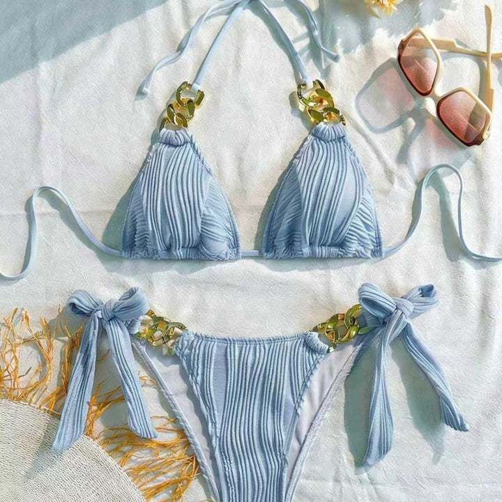 Women triangle bikini with elegant chain detail Mune Fashion