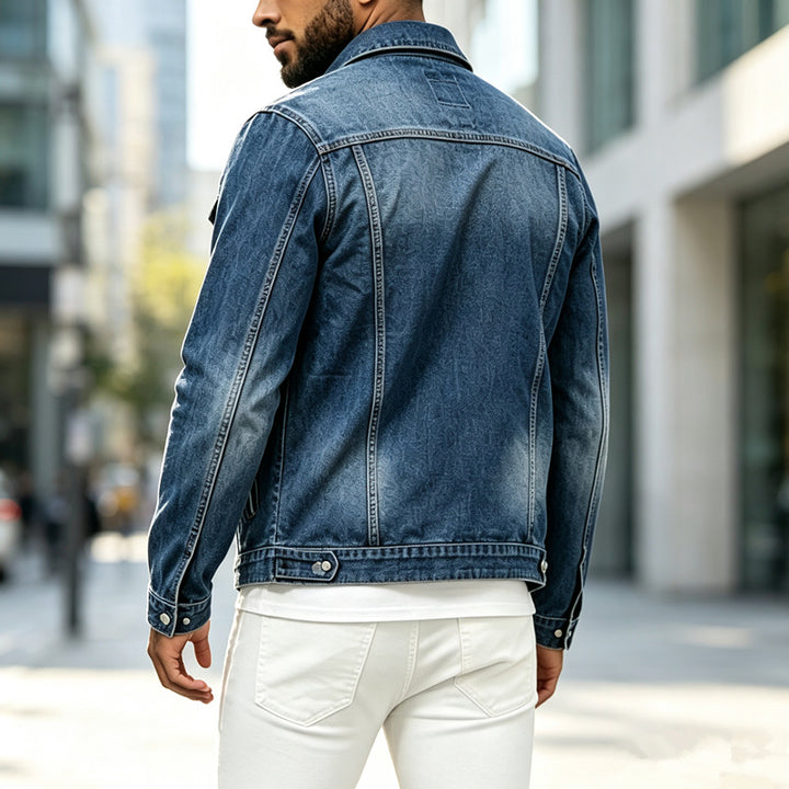 Men's Fashion Jeans Jacket with Destroyed Details Mune Fashion