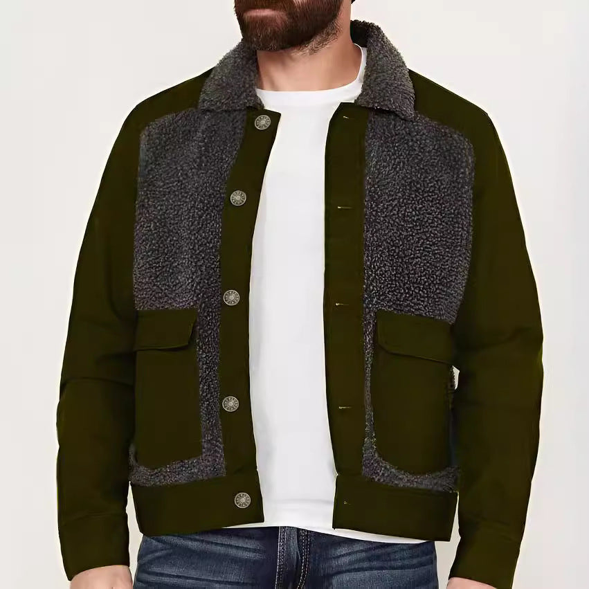 Men's overshirt jacket with teddy lining, patch pockets and button placket Mune Fashion