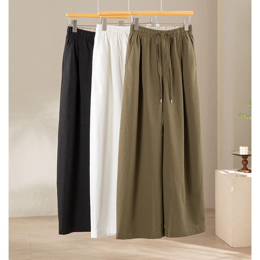 Women's palazzo pants with high elastic waistband, drawstring and flowing width Mune Fashion