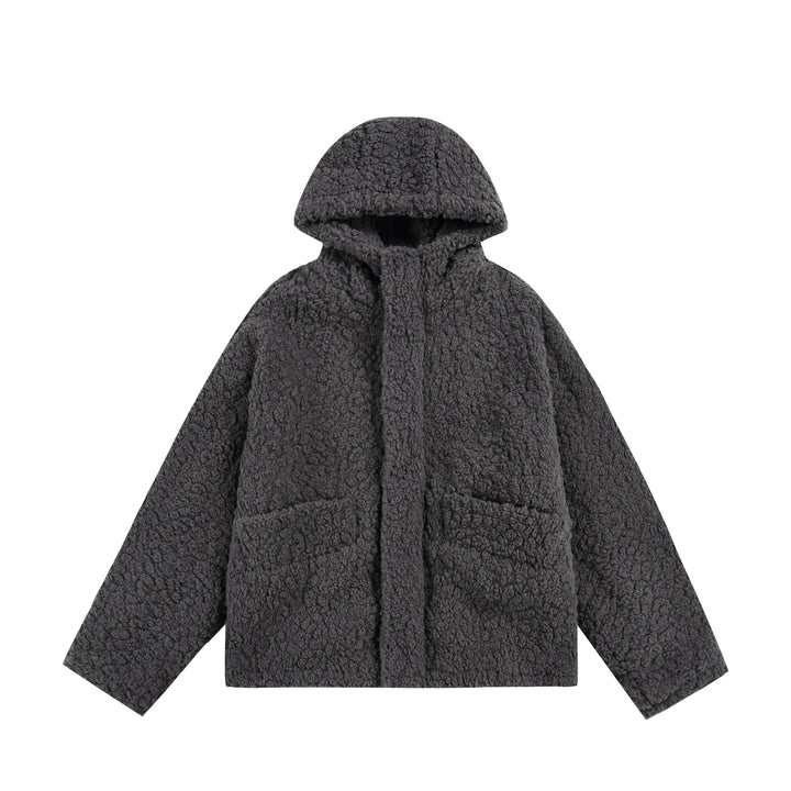 Women's Oversize Sherpa Hoodie with Concealed Front Flap and Patch Pockets Mune Fashion