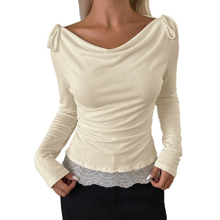 Women Elegant Long Sleeve Blouse with Refined Collar and Ties Mune Fashion