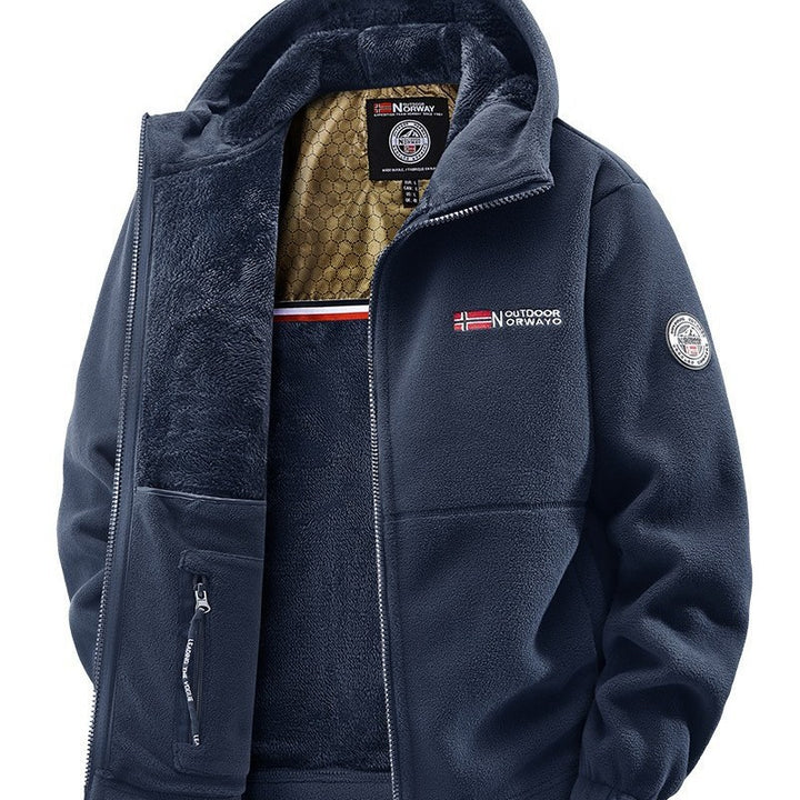 Men's Cozy Fleece Hoodie Jacket with Teddy Lining, Windproof and Zipper Pockets Mune Fashion