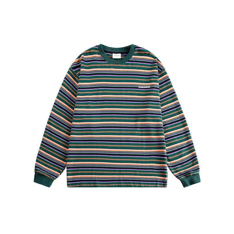 Unisex Oversize-Longsleeve shirt made of heavy cotton with striped pattern and ribbed round neckline Mune Fashion