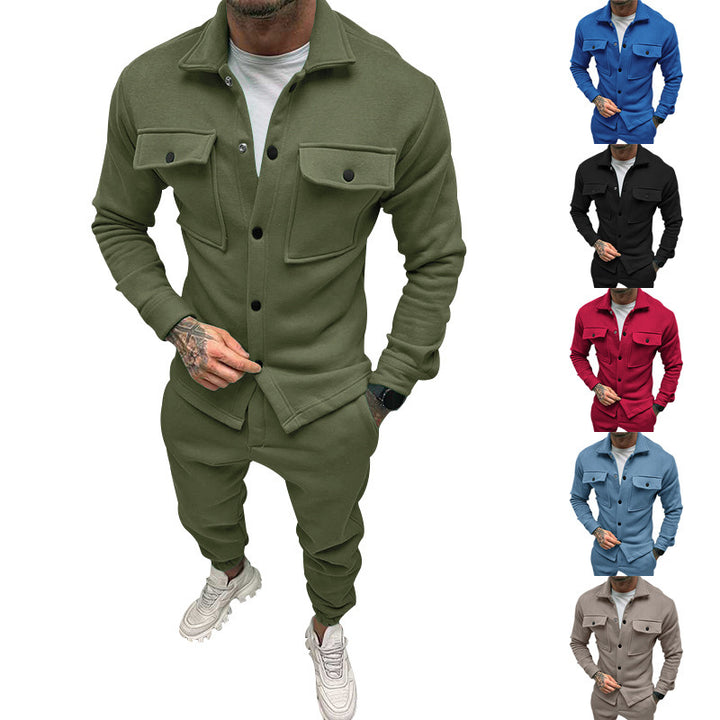 Men's nan utility lounge set with shirt jacket, patch flap pockets and tapered jogging pants Mune Fashion