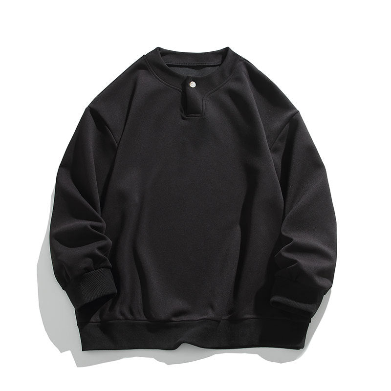 Unisex Oversize-Henley-Sweatshirt with Snap Button at Collar Mune Fashion