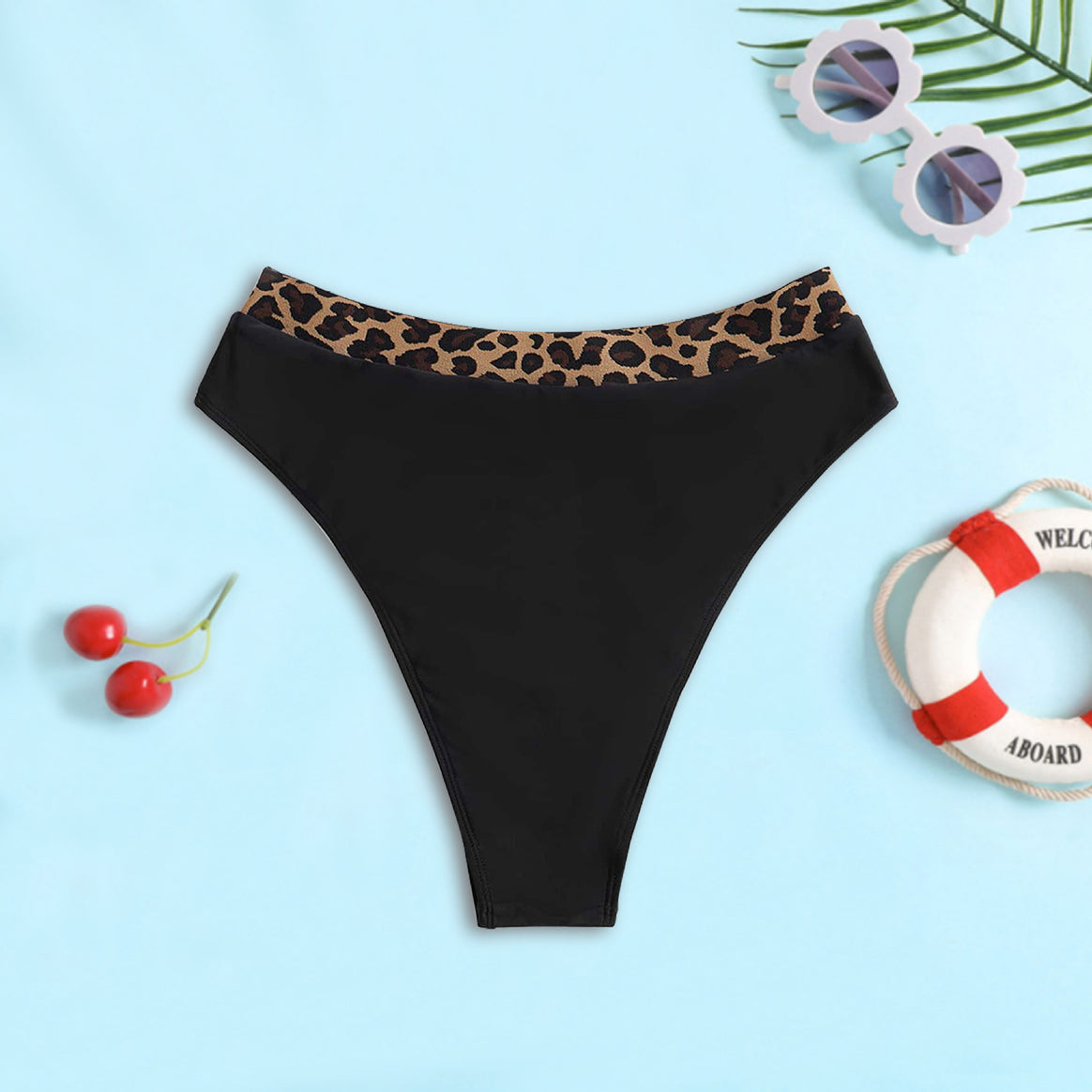 Women's High-Waisted Bikini Bottom with Animal Print Mune Fashion