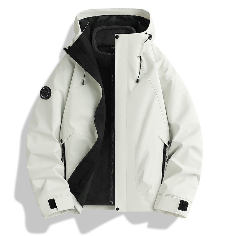 Men's waterproof softshell jacket with hood and fleece lining Mune Fashion