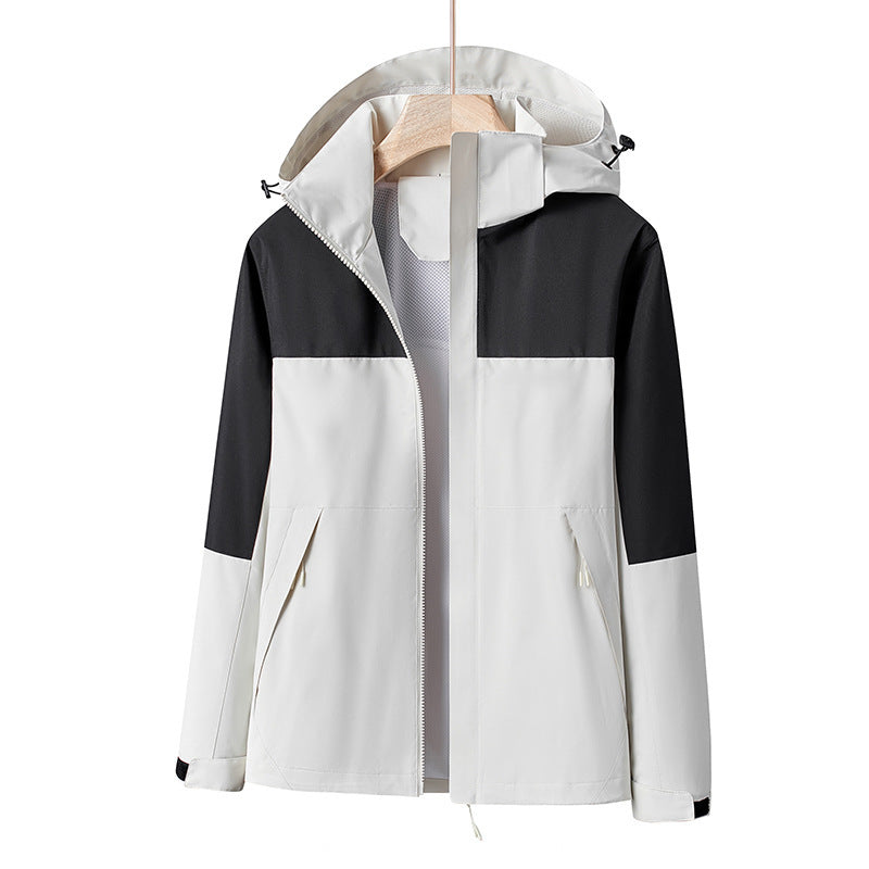 Men's Lightweight Windproof Softshell Rain Jacket with Hood and Contrast Trim Mune Fashion