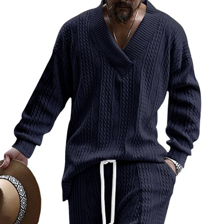 Men's Oversize Cable Knit Sweater with Deep V-Neck Mune Fashion
