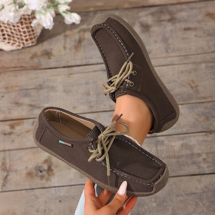 Women's Canvas Moccasin Slipper with Lacing and Padded Comfort Sole Mune Fashion