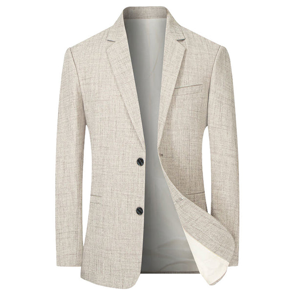 Men's Lightweight Linen Blazer Slim-Fit Two-Button Jacket Breathable Mune Fashion