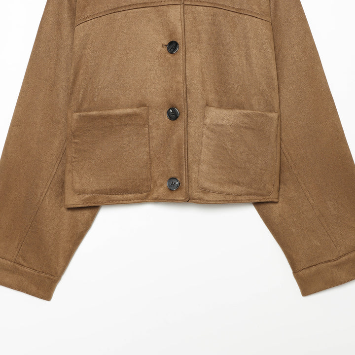 Ladies short jacket in suede look with large patch pockets Mune Fashion