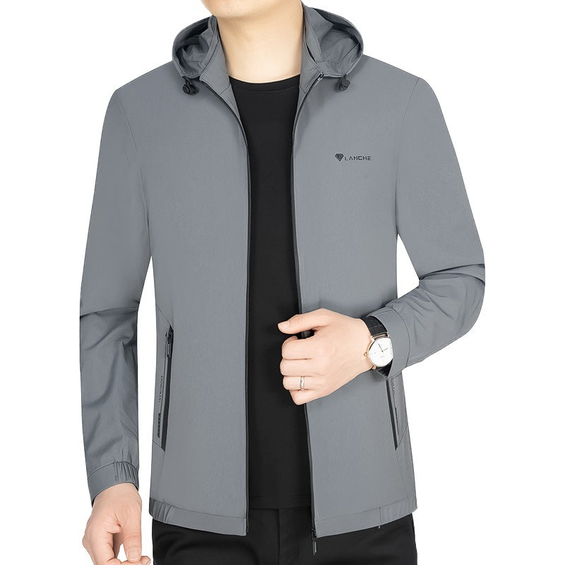 Men's Lightweight Softshell Functional Jacket with Hood Water-repellent Breathable Mune Fashion