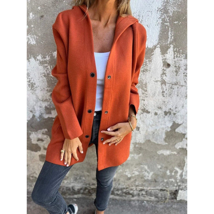 Women's Midi Length Oversized Coat made of Wool Blend with Clear Button Placket and Minimalist Lapels Mune Fashion