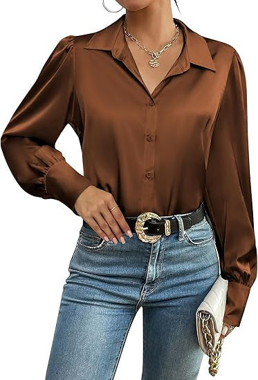 Women Elegant Satin Blouse Mune Fashion