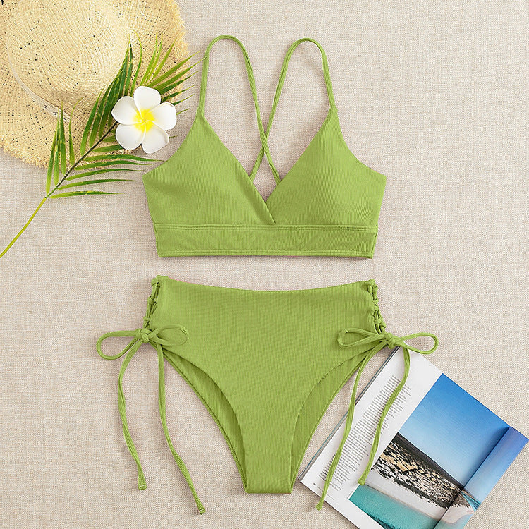 Women's triangle bikini with adjustable straps and high leg cuts Mune Fashion