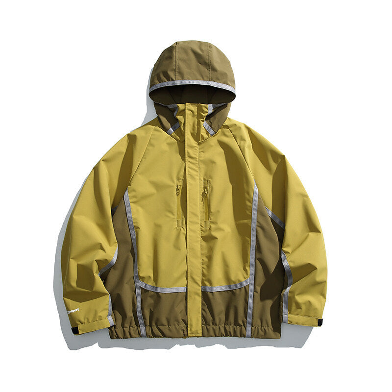 Unisex Water-repellent technical hooded jacket with reflective piping and elastic hem Mune Fashion