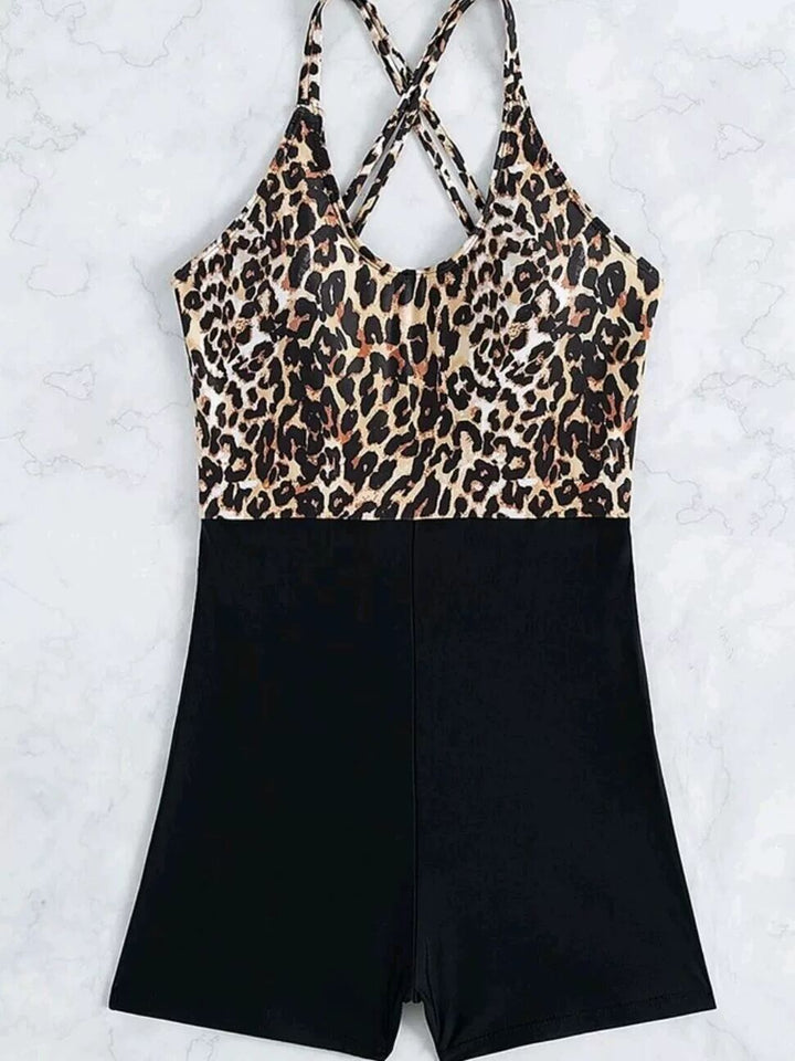 Ladies sporty swimsuit with stylish leopard pattern Mune Fashion