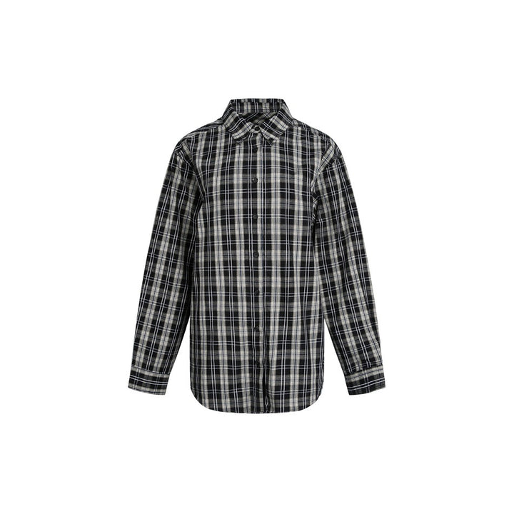 Men's relaxed check shirt made of soft brushed flannel with extended back and round hem