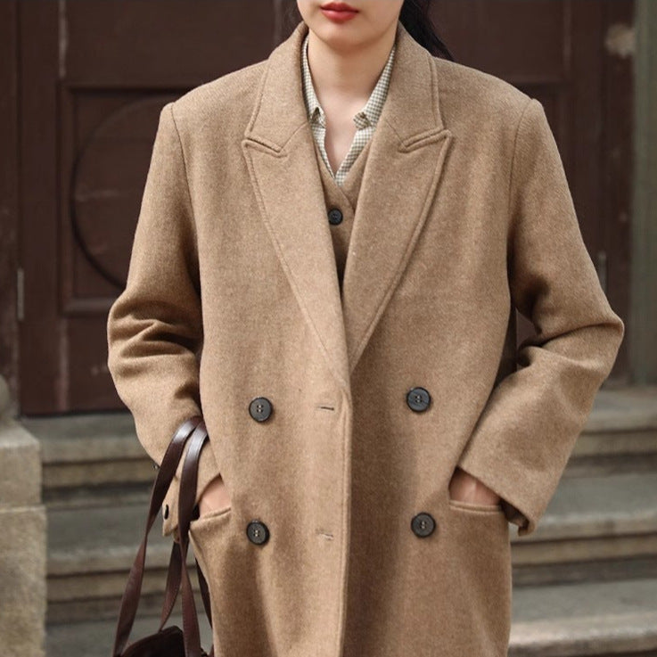 Women's Elegant and Modern Wool Trench Coat Drune