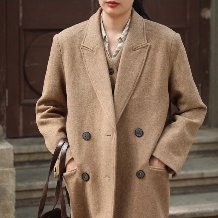 Women's Elegant and Modern Wool Trench Coat Drune