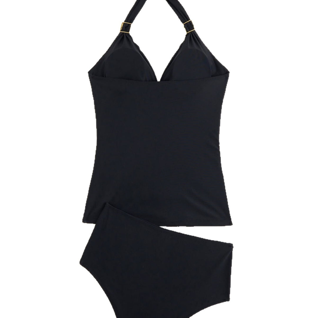 Ladies Elegant Tankini with Halterneck and Gold Accents Mune Fashion