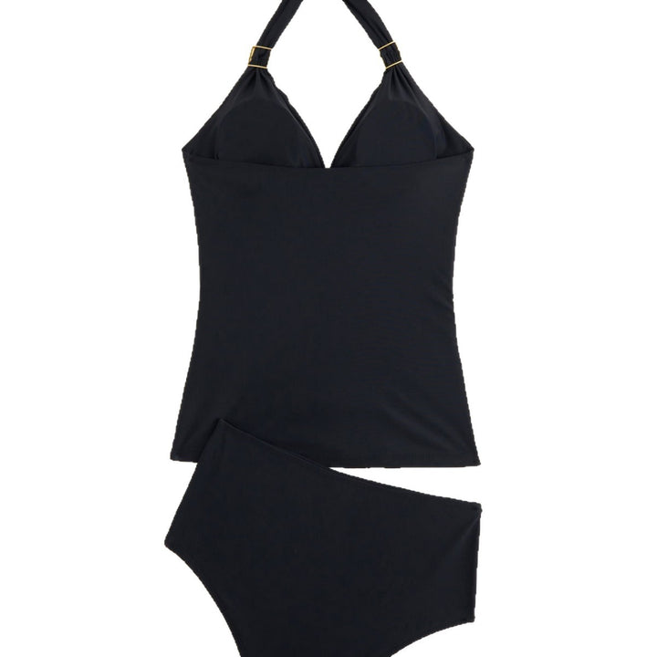 Ladies Elegant Tankini with Halterneck and Gold Accents Mune Fashion