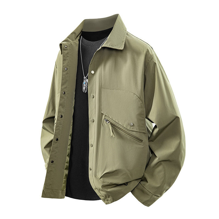 Men's overshirt coach jacket in urban utility style with snap button placket and angled zip pocket Mune Fashion
