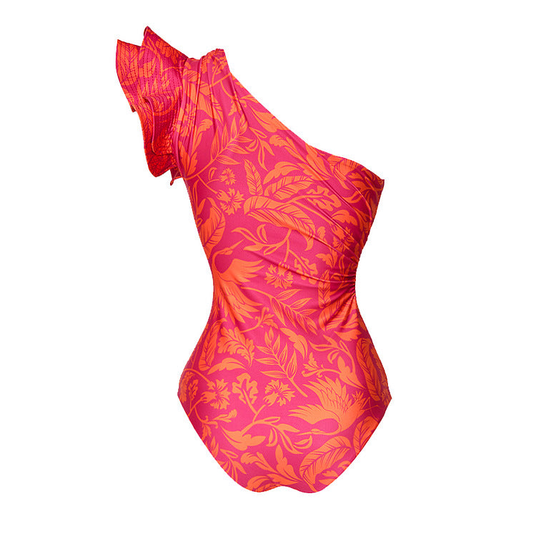 Women's asymmetric women's swimsuit with ruffle elements Mune Fashion