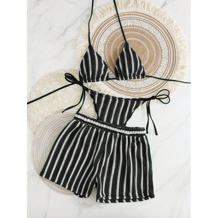 Ladies Two-Piece Leisure Swim Outfit with Adjustable Top and Elastic Shorts Mune Fashion