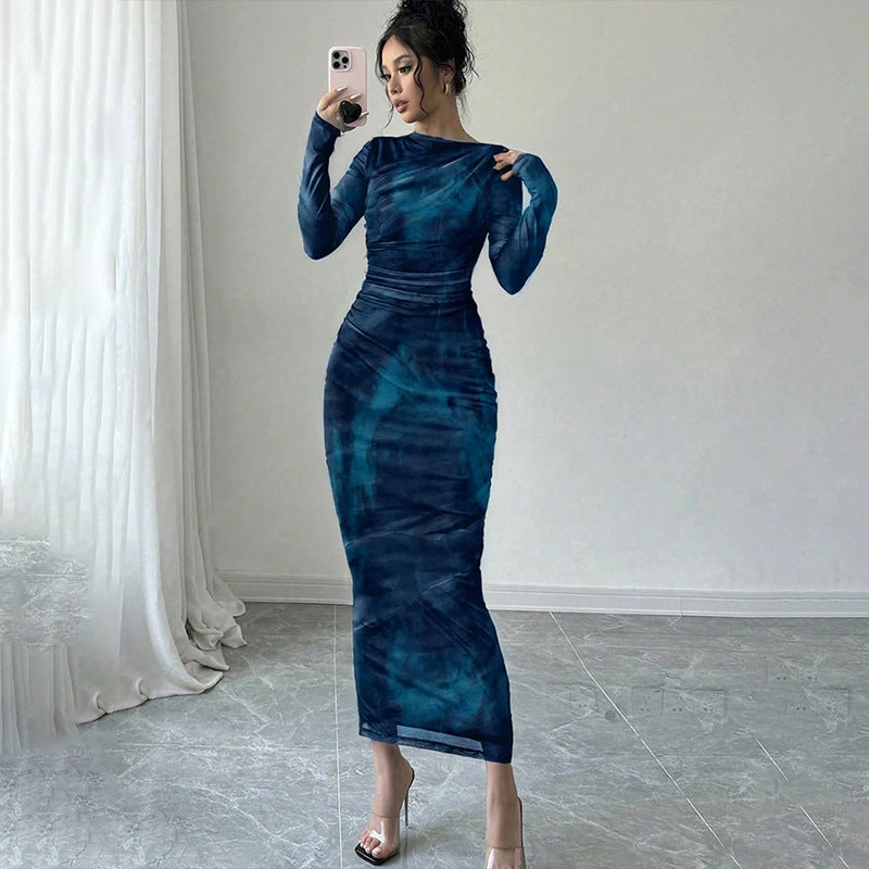 Ladies Elegant Wrap Dress with Texture Mune Fashion