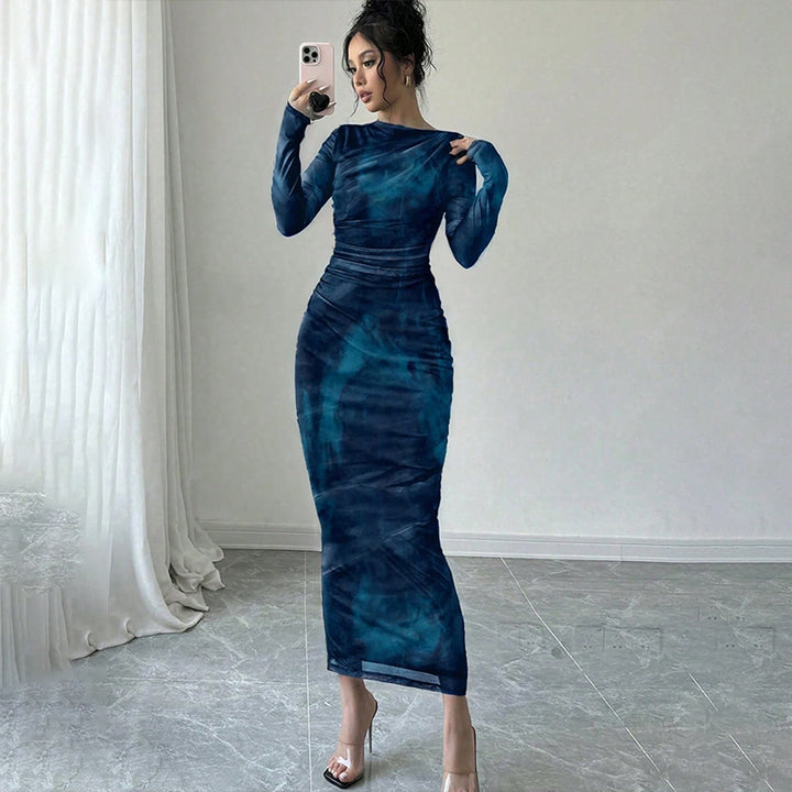 Ladies Elegant Wrap Dress with Texture Mune Fashion