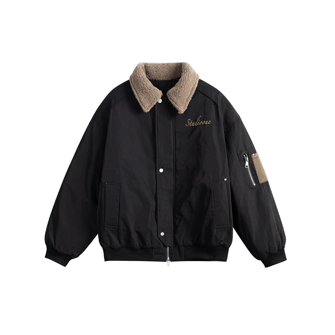 Unisex Padded Bomber Jacket with Teddy Collar and Utility Arm Pocket Mune Fashion
