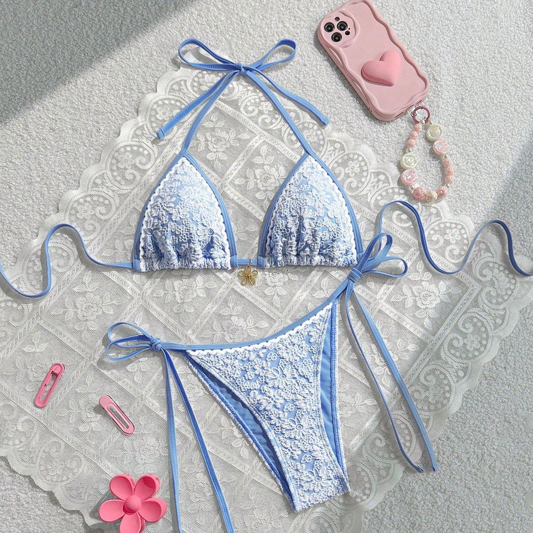 Women's Lace-Trimmed Triangle Bikini Mune Fashion